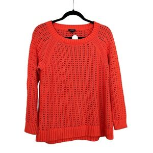 Talbots Bright Orange Open Weave Crewneck Sweater